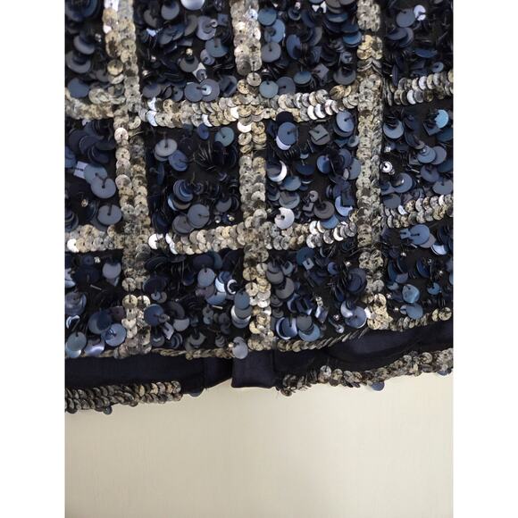 St. John Hand Beading Silk Sequin Rhinestone Navy Formal Evening Jacket, Large - Picture 13 of 14